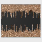 ブラックゴールドのグリッターが滴るゴージャスなラグジュアリー ラッピングペーパー (フラット)