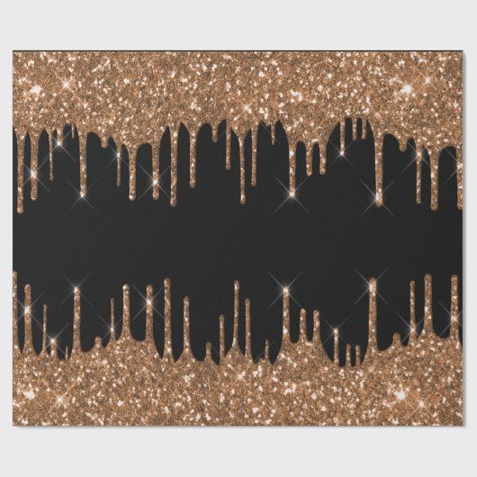 ブラックゴールドのグリッターが滴るゴージャスなラグジュアリー ラッピングペーパー (フラット)