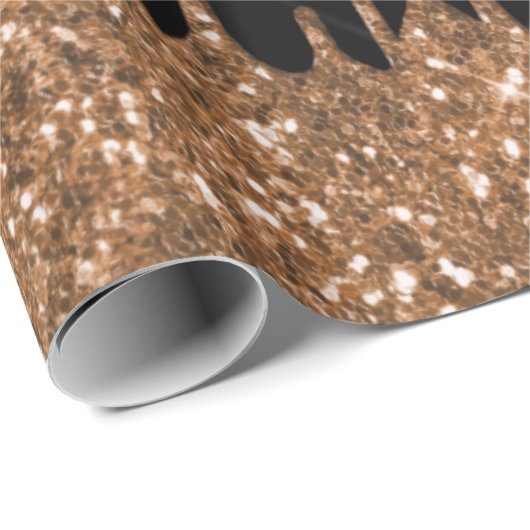 ブラックゴールドのグリッターが滴るゴージャスなラグジュアリー ラッピングペーパー (ロールコーナー)