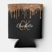 ブラックゴールドのグリッターが滴るモノグラムの輝き 缶クーラー (正面)