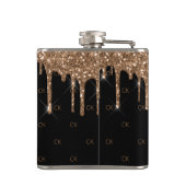 ブラックゴールドのグリッターが滴るモノグラム輝きエレガント フラスク (裏面)