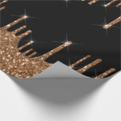 ブラックゴールドのグリッターが滴る、女の子らしい贅沢 ラッピングペーパー (角)