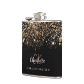 ブラックゴールドのグリッター ベストフレンド モノグラム フラスク (左)