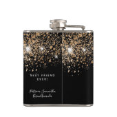 ブラックゴールドのグリッター ベストフレンド モノグラム フラスク (裏面)