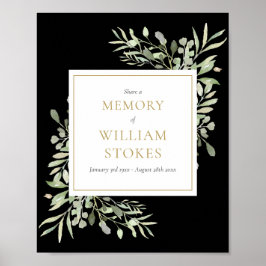 ブラックゴールドのグリーン Funeral Share A Memory サイン