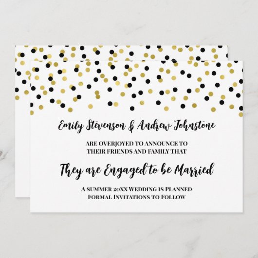 ブラックゴールドのコンフェッティエンゲージ発表 案内状 (正面/裏面)