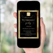 ブラックゴールドのコンフェッティ　定年退職 ビジネス ロゴ 招待状