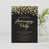ブラックゴールドのコンフェティ 結婚記念日 招待状 (スタンド正面)