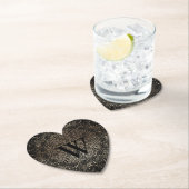 ブラックゴールドのスパークルスノーフレークモノグラム ペーパーコースター (インサイチュ)