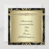 ブラックゴールドのダマスクパーティー招待状 招待状 (裏面)