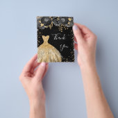 ブラックゴールドのドレス 花柄の誕生日 予算内で感謝 チラシ (手)