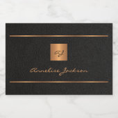 ブラックゴールドのパーソナライズされたイニシャル名スクリプト フードラベル (シングルラベル)