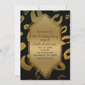 ブラックゴールドのヒョウ柄バースデーパーティー どんなイベントでも 招待状 (正面)