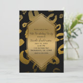 ブラックゴールドのヒョウ柄バースデーパーティー どんなイベントでも 招待状 (スタンド正面)