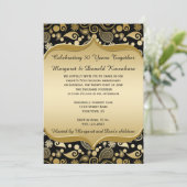 ブラックゴールドのペイズリー オルネートフレーム 50周年記念 招待状 (スタンド正面)