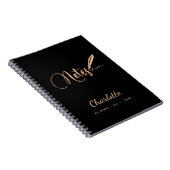 ブラックゴールドのペンによるエレガントなスクリプトネーム ノートブック (右側)