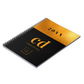 ブラックゴールドのモノグラムイニシャルビジネスロゴ ノートブック (左側)