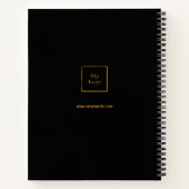 ブラックゴールドのモノグラム ビジネス ロゴ ノートブック (裏面)