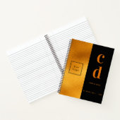 ブラックゴールドのモノグラム ビジネス ロゴ ノートブック (内部)