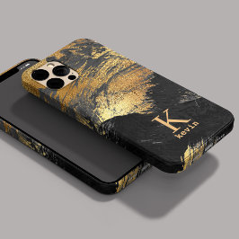 ブラックゴールドのモノグラム 名前 エレガント  Case-Mate iPhone 14ケース