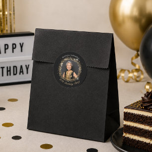 ブラックゴールドのラメ 70歳の誕生日パーティー ラウンドシール