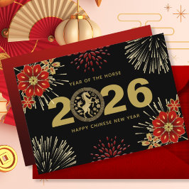 ブラックゴールドの中国の新年のお祝い（午年） シーズンカード