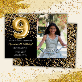 ブラックゴールドの写真 女子の9歳の誕生日パーティー 招待状