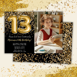 ブラックゴールドの写真 少女の13歳の誕生日パーティー 招待状