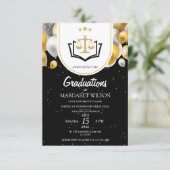 ブラックゴールドの卒業式案内弁護士卒業 招待状 (スタンド正面)