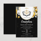 ブラックゴールドの卒業式案内弁護士卒業 招待状 (正面/裏面)
