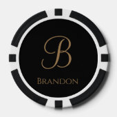 ブラックゴールドの名入りモノグラム ポーカーチップ (正面)