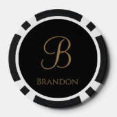 ブラックゴールドの名入りモノグラム ポーカーチップ (裏面)