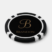 ブラックゴールドの名入りモノグラム ポーカーチップ (シングル)