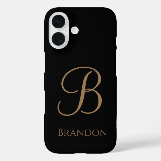 ブラックゴールドの名入りモノグラム Case-Mate iPhoneケース (裏面)