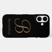 ブラックゴールドの名入りモノグラム Case-Mate iPhoneケース (裏面 (横))
