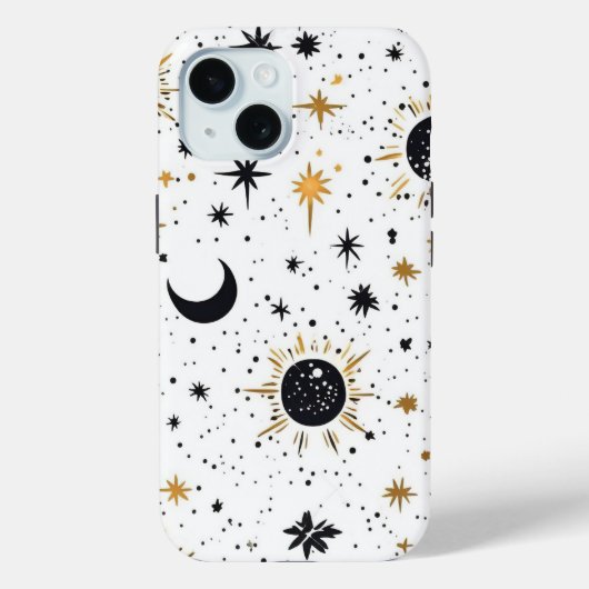 ブラックゴールドの天体太陽月星 Case-Mate iPhoneケース (裏面)