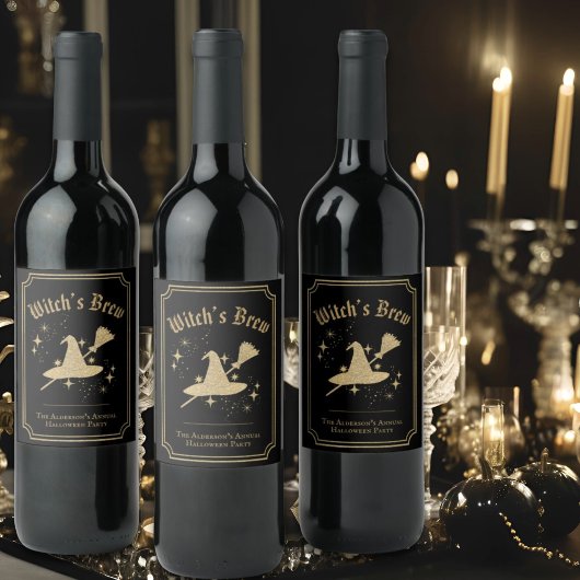 ブラックゴールドの帽子とほうきの魔女のブリューパーティー ワインラベル
