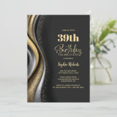 ブラックゴールドの年齢不問の誕生日パーティー 招待状 (スタンド正面)