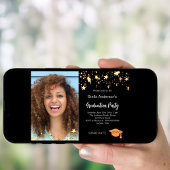 ブラックゴールドの星の写真 卒業パーティー 招待状