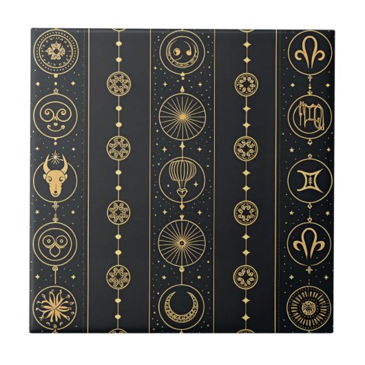 ブラックゴールドの星座サイン (4) タイル (正面)