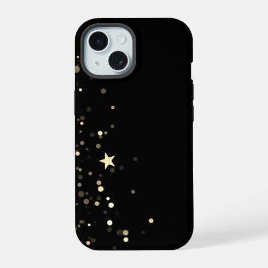 ブラックゴールドの星空スマホケース iPhone 15ケース (裏面)