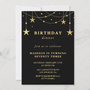 ブラックゴールドの星 ダイナーパーティー 73歳の誕生日招待状 招待状