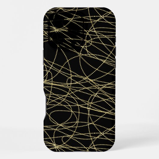 ブラックゴールドの煌めく抽象画 iPhoneケース (裏面)