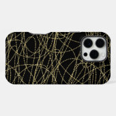 ブラックゴールドの煌めく抽象画 iPhoneケース (裏面横)