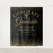 ブラックゴールドの看護師学校卒業写真用背景 タペストリー (正面)