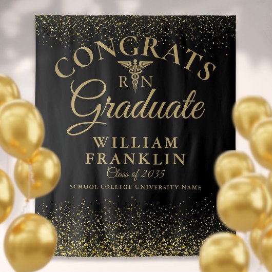 ブラックゴールドの看護師学校卒業写真用背景 タペストリー