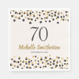 ブラックゴールドの紙吹雪グリッター70歳の誕生日 スタンダードランチョンナプキン