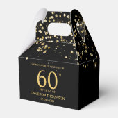 ブラックゴールドの紙吹雪 高級オーダーメイド 60歳の誕生日 フェイバーボックス (裏面サイド)