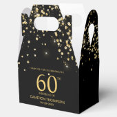 ブラックゴールドの紙吹雪 高級オーダーメイド 60歳の誕生日 フェイバーボックス (オープン)