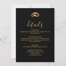 ブラックゴールドの結婚式詳細カード カード